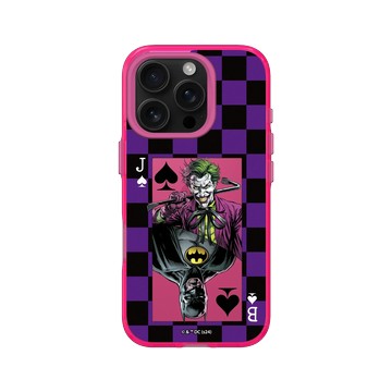 iPhone 16 Pro Clear 粉漾桃 - Joker - 小丑與蝙蝠俠撲克牌 - 棋盤風格