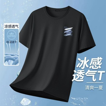 【夏季】冰絲網眼t恤男士短袖夏季薄款2025潮流透氣運動速幹半袖圓領衣服