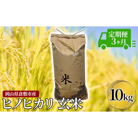 ふるさと納税 米 定期便 3ヶ月連続お届け 令和5年度産 玄米 ヒノヒカリ 10Kg 新米 倉敷市産 こめ コメ 3回 岡山県倉敷市