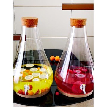 大容量果汁罐帶龍頭透明玻璃泡酒瓶25升自助飲料桶商用開關冷水壺