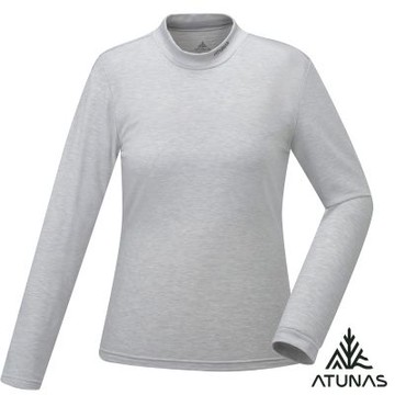 【ATUNAS 歐都納】女款石墨烯抑菌蓄熱立領內著衣A1UCGZ07W淺灰/保暖內著/石墨烯內著/登山健行/日常保暖