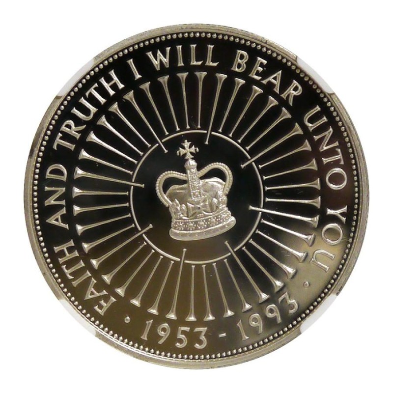 1993年 イギリス エリザベス2世 戴冠40年記念 5ポンド銀貨 NGC鑑定 PF69 ULTRA CAMEO | LINEブランドカタログ