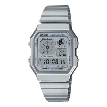 【CASIO 卡西歐】 復古潮流 電子錶 不鏽鋼錶帶 多城市時間 生活防水 A130WE (A130WE-7A)