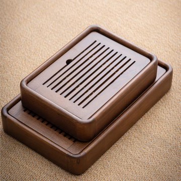 秦藝胡桃木茶盤家用小型蓄儲水式茶臺功夫茶具辦公室干泡茶臺托盤