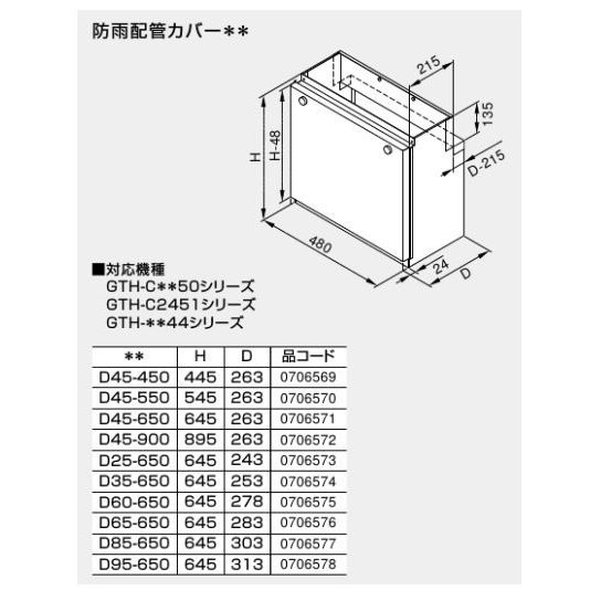 ♪ノーリツ 熱源機 関連部材【0706573】防雨配管カバー D25-650 | LINE