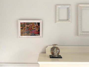 和服藝術復古面料皇家馬車日本現代藝術面板日本室內裝飾禮物慶祝幸運符框架室內裝飾 43