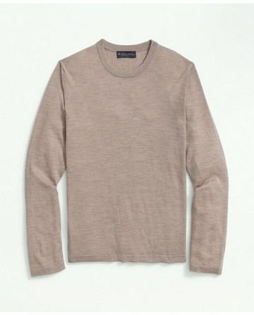Brooks Brothers Men's Lightweight Luxe All-Season Sweater, Crewneck | Khaki | Size 2XL