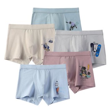 青少年學生內褲四角褲純棉發育期初高中男生平角褲男士短褲頭/5條