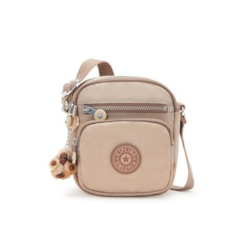 溫柔淡雅奶茶色多袋小巧斜背包-RON