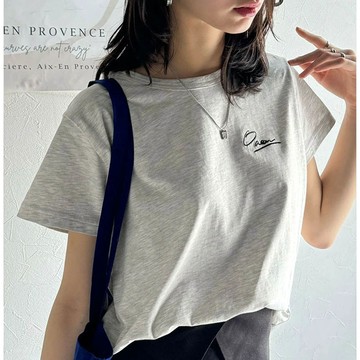 日本 Classical Elf - 胸前簡約刺繡logo有機棉短袖T恤-燕麥灰