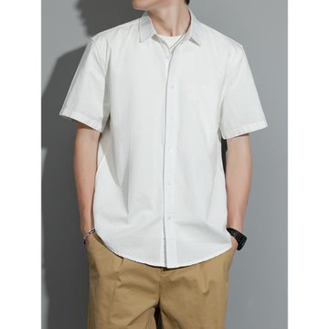 夏季痞帥短袖襯衫男百搭商務通勤帥氣設計感休閑襯衣外穿半袖男潮