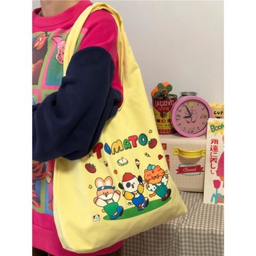 原創韓版ins百搭帆布包女可愛單肩包 學生上課包小眾帆布袋大容量