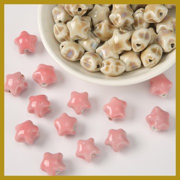 胖嘟嘟五角星陶瓷散珠 diy手工手鏈飾品材料串珠 串珠材料 串珠材料包 珠珠材料 手串材料