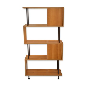 【班尼斯】台灣獨家-天使之門~S曲線(有門五層架)-原木色