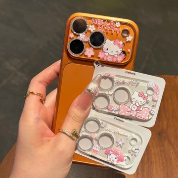卡通閃粉適用蘋果17promax鏡頭膜新款簡約一體式iphone16潮流防刮防爆15pro高清網紅14pm攝像頭保護膜女