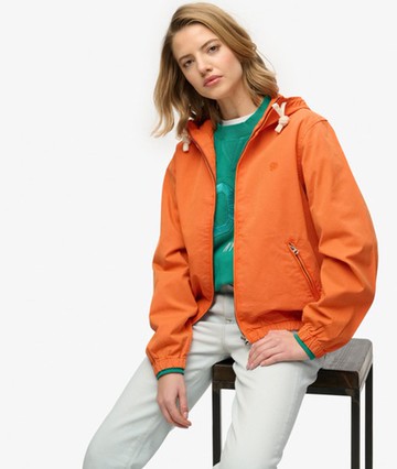 Superdry Women's Hooded Washed Twill Jacket Orange Size: 10