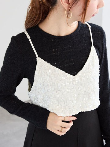 亮片吊帶上衣/背心(0F000145610) - Te chichi