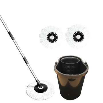 【超好拖】360度手壓旋轉拖把1拖1桶3布超值組(布盤適用於各大廠牌旋轉拖把)