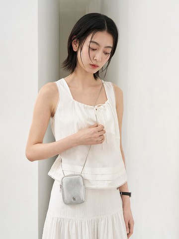 Lace Ribbon Sleeveless Blouse [WHITE] (WBE2L03515)