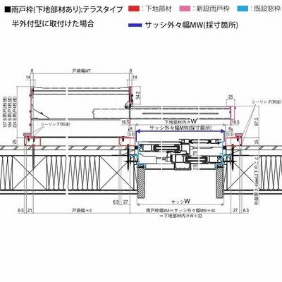 YKKAP窓サッシ 後付オーダー雨戸 鏡板付戸袋 下地部材なし 枠カバー付