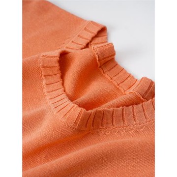 清爽抑菌 天絲亞麻針織短袖女夏季T恤 圓領套頭針織衫純色 寬松型