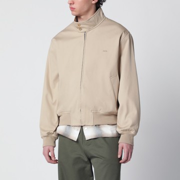 Beige cotton zip-up jacket