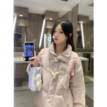 羽絨棉衣牛角扣冬季小棉襖奶fufu外套冬裝2025年新款小個子棉服女