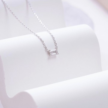 白水晶925純銀糖果盒鎖骨鍊項鍊