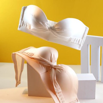 無肩帶內衣女小胸聚攏防滑美背婚紗隱形文胸薄款抹胸裹胸禮服專用