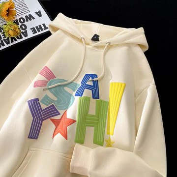青少年衛衣男2024新款春秋字母印花上衣男生寬松連帽外套秋款衣服