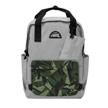 Grinstant混搭可拆組式15.6吋後背包 - 黑白系列 (灰色配迷彩綠)