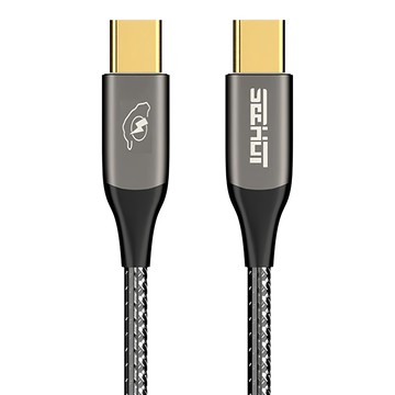 iSee Type-C 鋁合金充電傳輸線 100W 5A 5Gbps 智慧EMARK認證晶片 USB3.1 Gen1 2.5M  灰色  1條