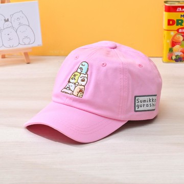 童角落刺繡下午茶棒球帽-粉