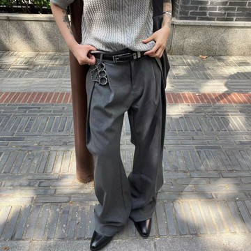 2025新款寬鬆休閒褲男韓版潮流百搭褲子夏季薄款墜感闊腿拖地長褲