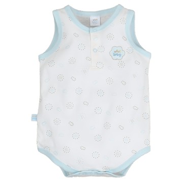 vivibaby 貝殼花短袖包屁衣  藍色  70cm