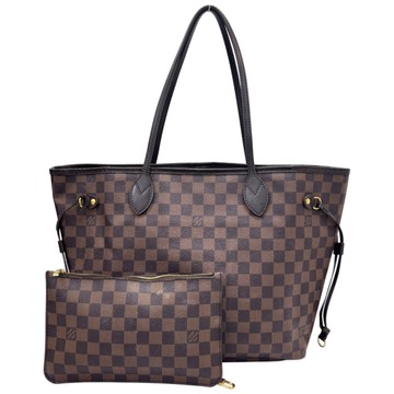 【二手名牌BRAND OFF】LOUIS VUITTON LV 路易威登 棕色 棋盤格 帆布 Neverfull MM 托特包 肩背包 N40599