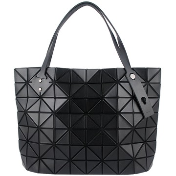 ISSEY MIYAKE 三宅一生B AOBAO 黑皮紋方格7x10拉鍊托特包