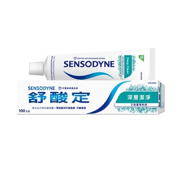 【SENSODYNE 舒酸定】長效抗敏-深層潔淨 藍 細緻泡沫潔淨清新-抗敏牙膏100g*1入