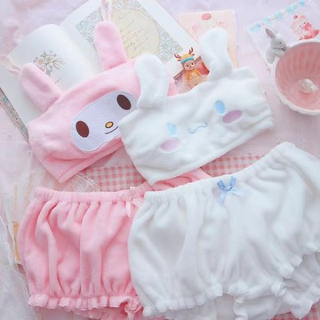 Mimo⭐現貨🌈內衣 抹胸 小可愛 大耳狗 美樂蒂 日系 甜美 軟妹 毛絨 少女可愛內衣套裝