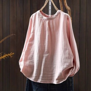設計所在 棉麻隨性風 棉紗背部紐扣襯衫(4色可選)