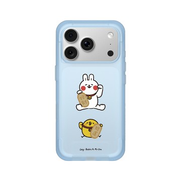 iPhone 18 Pro SolidX 晴空藍 - 懶散兔與啾先生 Lazy Rabbit and Mr.Chu - 好運都來