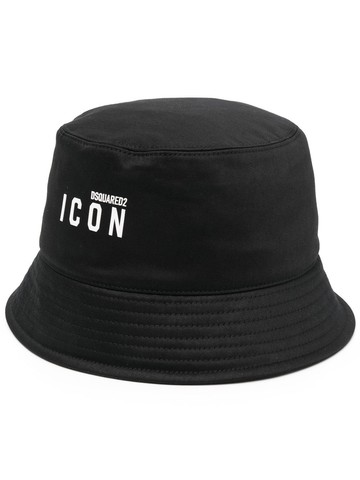 Dsquared2 - logo-print bucket hat - women - Cotton/Cotton - L - Black