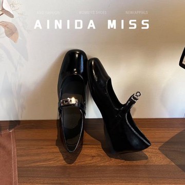 法式復古瑪麗珍單鞋女2025新款春秋氣質內增高粗跟晚晚淺口平底鞋