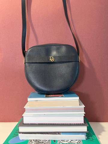Christian Dior Shoulder Bag中古美品深藍色皮革側肩包斜背袋
