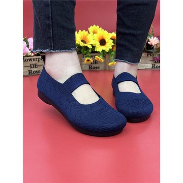 京睿2023年春夏新款平底女單鞋飛織老北京布鞋一腳蹬懶人鞋豆豆鞋