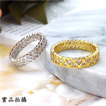 H4120【2色_愛心水鑽鏤空雕花戒指】韓版 閃亮鋯石 精品 超好搭 典雅款 名媛淑女 約會宴會婚禮 氣質款