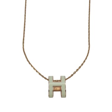 HERMES 愛馬仕 玫瑰金 合金 Pop H 白色琺瑯 項鍊 【二手名牌BRAND OFF】