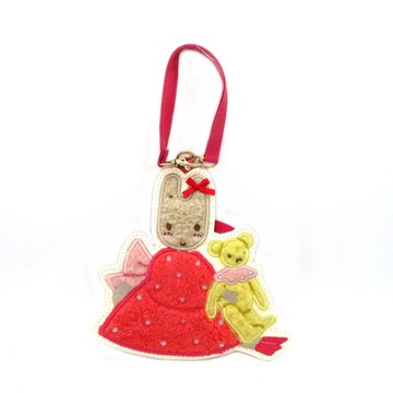 asdfkitty*茉莉兔抱小熊造型絨毛皮質票卡套附掛繩 證件套 悠遊卡套-日本正版商品