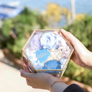 畢業禮物 永生花 玻璃飾品花盒 生日禮物 附提袋 瑪瑙片免費刻字