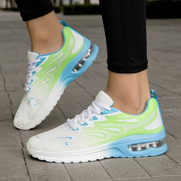 【現貨免運】爆款氣墊飛織女鞋 超夯韓版透氣防滑運動休閒鞋 大尺碼寬版軟彈減震 快速出貨